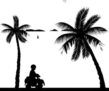 Sahilde bir oyuncak araba çocuk