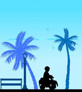 Sahilde bir oyuncak araba çocuk