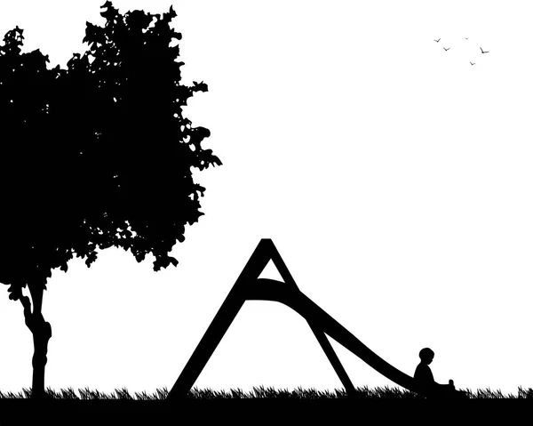 スライド公園で遊ぶ少年 — ストックベクタ
