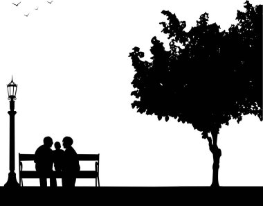 Büyükannesi ve dedesi torun Park ile siting