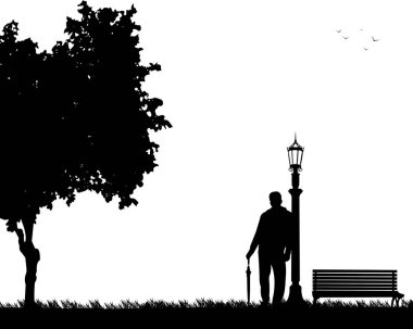 Genç seksi adam ayakta ve şemsiye Park olan biri için bekliyor