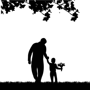 Çiçek Park, benzer görüntüler siluet dizi ile oğlu olan babası yürür