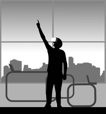 Ofis, benzer görüntüleri dizi Vr gözden işadamı silüeti gözlük