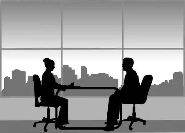 Job Interview Unemployed Businesswoman Office One Series Similar Images Silhouette — Stock Vector