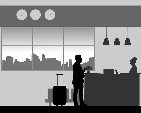 Homme Check Check Out Réception Hôtel Dans Série Images Similaires — Image vectorielle