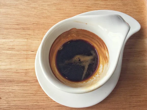 Kopi Espresso Panas Latar Belakang Kayu — Stok Foto
