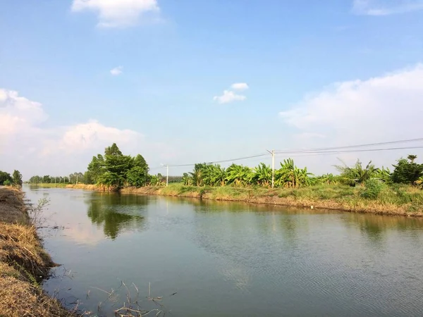 泰国大城府的乡村和河流景观 — 图库照片