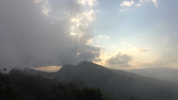 Coucher Soleil Brouillard Dans Forêt Montagne Vue Paysage Nature — Video