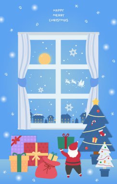 Noel illüstrasyonları. Çok fazla kar geliyor.