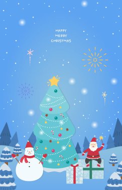 Noel illüstrasyonları. Çok fazla kar geliyor.