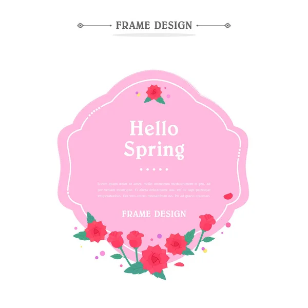 Spring Flower Line Frame Design — 스톡 벡터