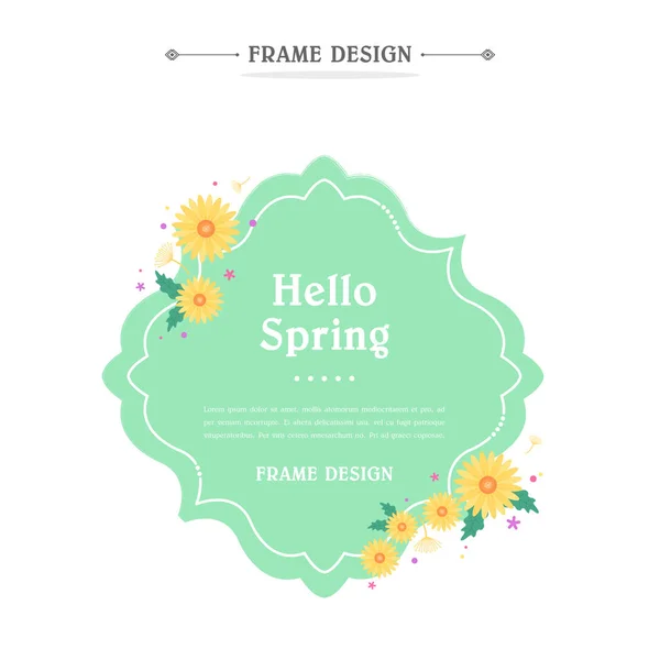 Spring Flower Line Frame Design — 스톡 벡터