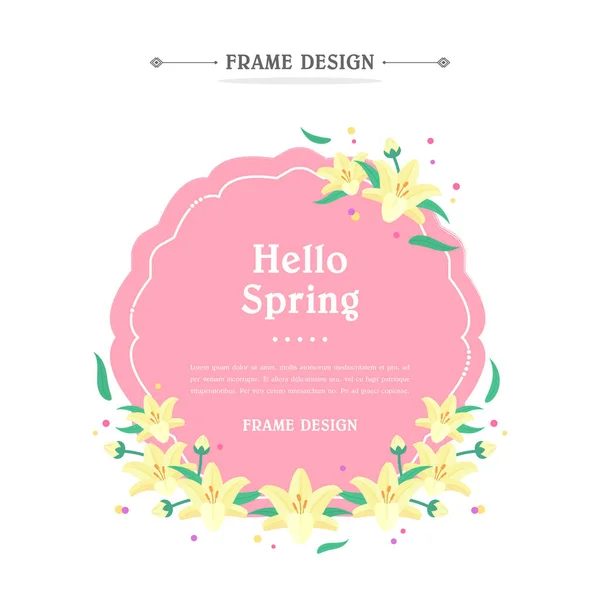 Spring Flower Line Frame Design — 스톡 벡터