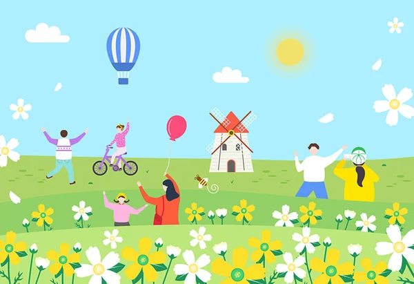 Spännande Spring Picnic Illustrations Collection — Stock vektor