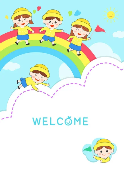 Glückliche Kinderzimmer Design Hintergrund Illustration — Stockvektor