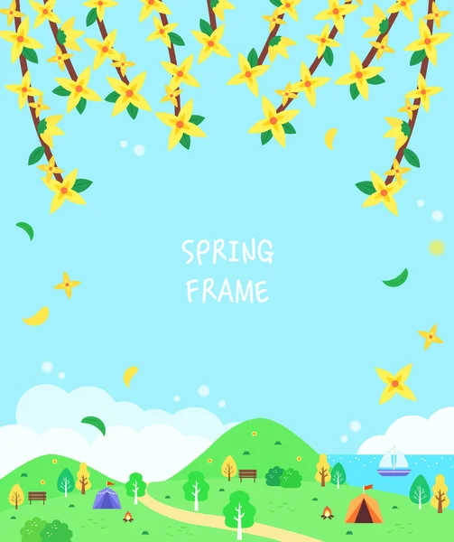 暖かい春の花をテーマにしたフレーム — ストックベクタ