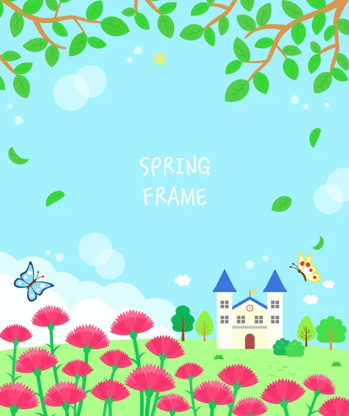 Frame Theme Warm Spring Flowers — Stock Vector