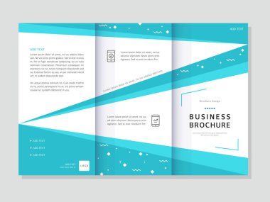 Geometrik arkaplanlı üç katlı iş broşürü