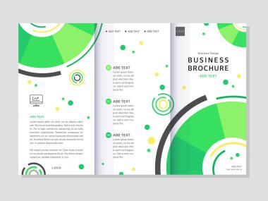 Geometrik arkaplanlı üç katlı iş broşürü