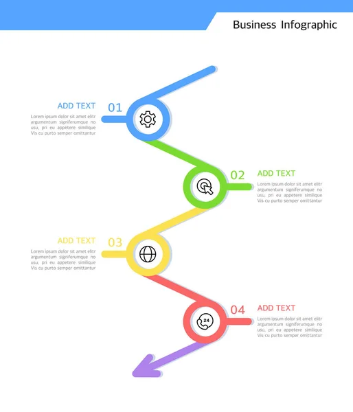 Projeto Geométrico Curvo Infográfico Negócio — Vetor de Stock