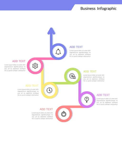 Projeto Geométrico Curvo Infográfico Negócio — Vetor de Stock