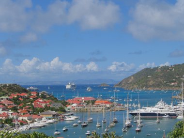 Havadan görünümü gustavia Harbor Mega Yatlar st barts