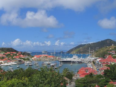 Havadan görünümü gustavia Harbor Mega Yatlar st barts