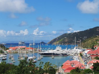 Havadan görünümü gustavia Harbor Mega Yatlar st barts