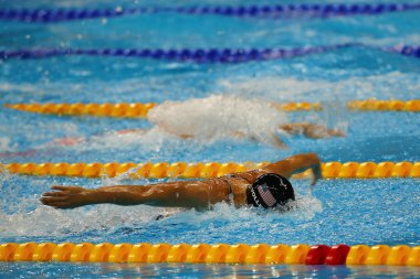 Bayanlar 400 metre karışık bayrak final Rio 2016 Olimpiyat Oyunları Olimpiyat Şampiyonu Dana Vollmer Amerika Birleşik Devletleri yarışıyor