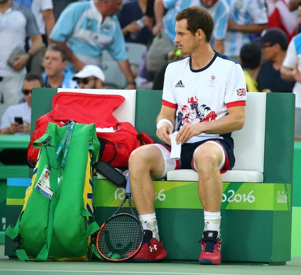Olympisch kampioen Andy Murray van Groot-Brittannië in actie tijdens de finale van de singles van de mensen van de Olympische spelen Rio 2016 — Stockfoto