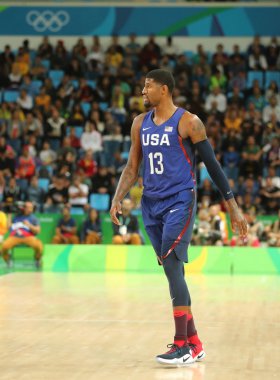  Paul George eylem grubu A basketbol match Team Usa ve Avustralya Rio 2016 Olimpiyat oyunları arasında sırasında takım Amerika Birleşik Devletleri