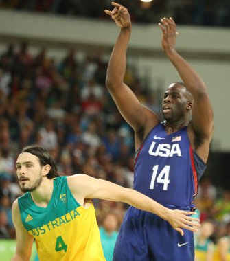  Draymond yeşil takım Amerika Birleşik Devletleri içinde hareket sırasında Grup A basketbol match Team Usa ve Avustralya Rio 2016 Olimpiyat oyunları arasında