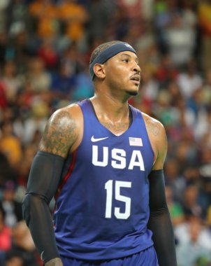 Olimpiyat Şampiyonu takım ABD grup A basketbol match Team Usa ve Avustralya Rio 2016 Olimpiyat oyunları arasında eylem Carmelo Anthony 