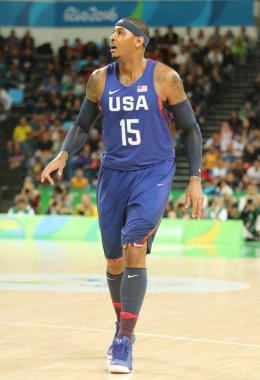 Olimpiyat Şampiyonu takım ABD grup A basketbol match Team Usa ve Avustralya Rio 2016 Olimpiyat oyunları arasında eylem Carmelo Anthony 