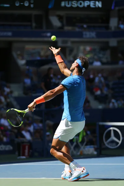 Grand Slam champion Rafael Nadal of Spain in action during US Open 2016 first round match at Billie Jean King National Tennis Center — Stock Photo, Image