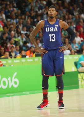 Paul George eylem grubu A basketbol match Team Usa ve Avustralya Rio 2016 Olimpiyat oyunları arasında sırasında takım Amerika Birleşik Devletleri 