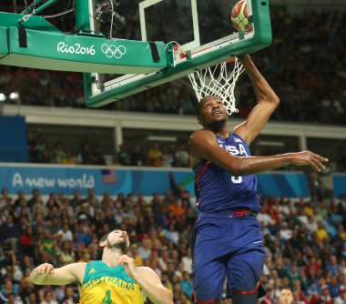  Olimpiyat Şampiyonu takım ABD grup A basketbol match Team Usa ve Avustralya Rio 2016 Olimpiyat oyunları arasında eylem Kevin Durant 