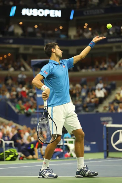 Twelve times Grand Slam champion Novak Djokovic of Serbia in action during his quarterfinal match at US Open 2016 — Stock Photo, Image
