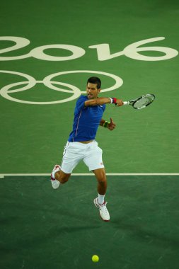 İlk tur maçı Rio 2016 Olimpiyat Oyunları Grand Slam şampiyonu Novak Djokovic Sırbistan eylem sırasında erkekler tekler