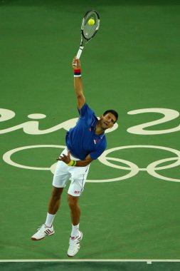 İlk tur maçı Rio 2016 Olimpiyat Oyunları Grand Slam şampiyonu Novak Djokovic Sırbistan eylem sırasında erkekler tekler