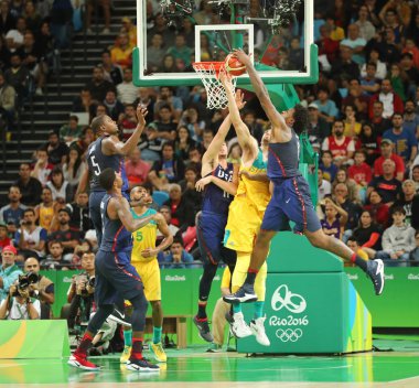 Eylem grup A basketbol match Team Usa ve Avustralya Rio 2016 Olimpiyat oyunları arasında sırasında takım Amerika Birleşik Devletleri 