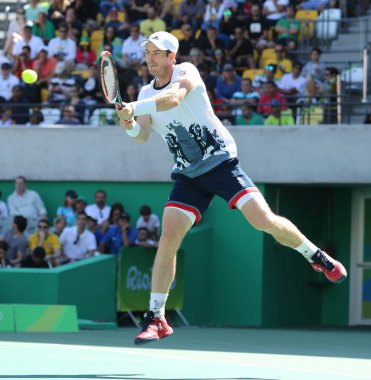  Olimpiyat Şampiyonu Andy Murray Büyük Britanya'nın işlemi Rio 2016 Olimpiyat Oyunları sırasında erkekler tekler yarı final