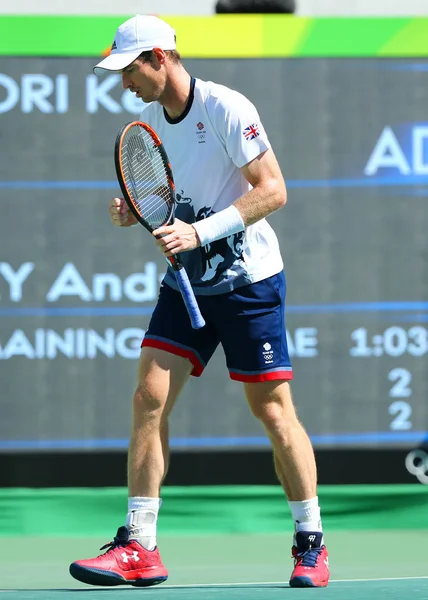 Olympisk mästare Andy Murray av Storbritannien i aktion under herrarnas singel semifinal av OS Rio 2016 — Stockfoto