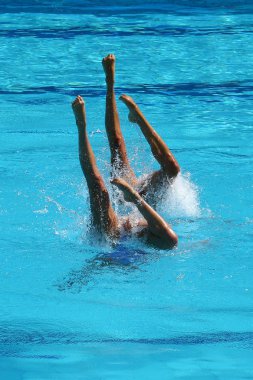 Senkronize yüzme düet Yarışması sırasında