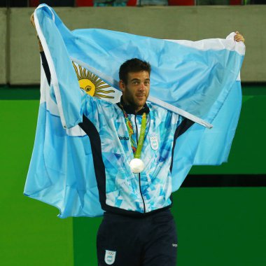 Madalya töreni Rio 2016 Olimpiyat Oyunları, Olympic Tennis Centre'gümüş madalya Juan Martin Del Potro Arjantin sırasında tenis erkekler tekler
