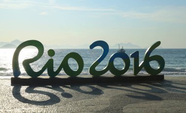 CopacabanaPlajı Rio de Janeiro, Rio 2016 işareti 