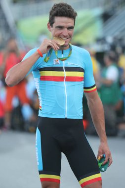 Olimpiyat Şampiyonu Greg Van Avermaet adamlar Bisiklete binme Road töreni Rio 2016 Olimpiyat Oyunları madalya sonra Belçika  