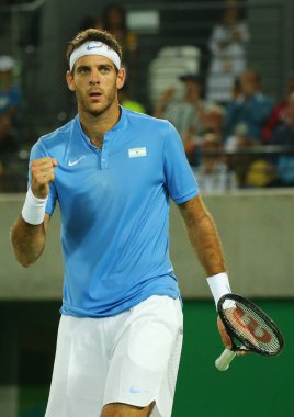 Grand Slam şampiyonu Juan Martin Del Potro Arjantin eylem sırasında onun erkekler tekler final maç Rio 2016 Olimpiyat Oyunları 