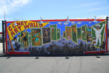 Mural art at the Coney Art Walls in Coney Island section of Brooklyn clipart