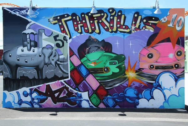 Mural art at the Coney Art Walls in Coney Island section of Brooklyn — Stock Photo, Image